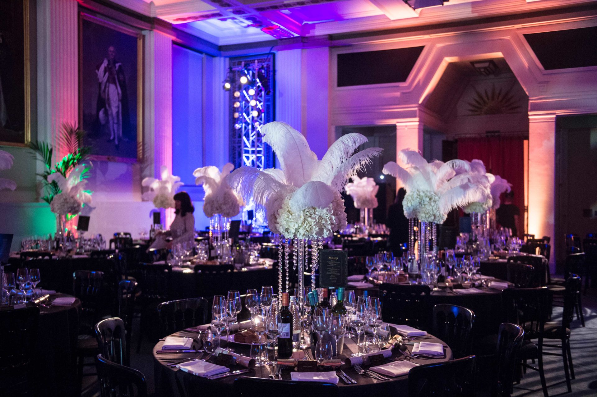 dinner set up at The Masquerade Club at Freemasons' Hall